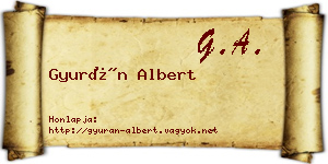 Gyurán Albert névjegykártya